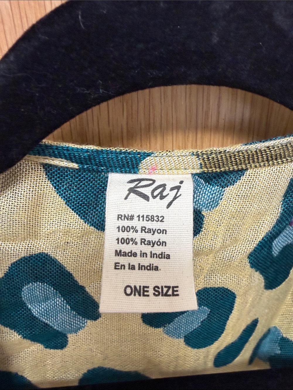 Raj Teal and Beige Abstract Floral and Leopard Print Bohemian Kimono Duster - Picture 2 of 9